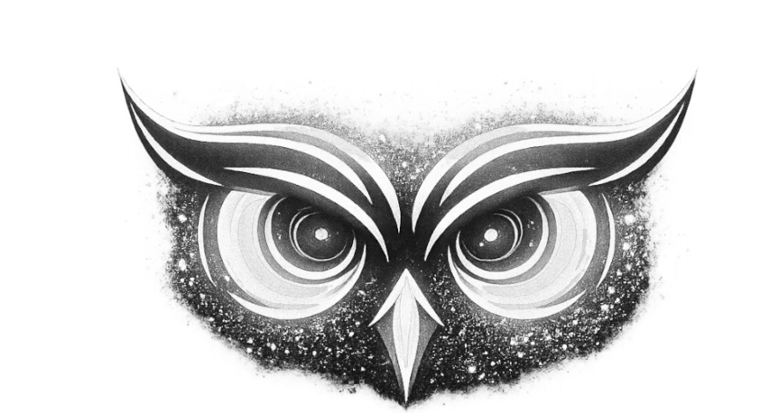 Huhuuproductions white owl logo